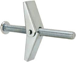 Value Collection - 1/8" Screw, 1/8" Diam, 2" Long, Toggle Bolt Drywall & Hollow Wall Anchor - 1/8" Drill, Zinc Plated, Steel, Use in Concrete, & Masonry, Hollow Tile, Plaster & Wallboard - Makers Industrial Supply