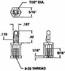 Made in USA - #8-32 Thread, 3/4" Body Length, Nylon Screw Mount - 5/16" Width Across Flats - Makers Industrial Supply