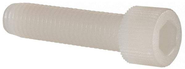 Made in USA - 1/4-28 UNF Hex Socket Drive, Socket Cap Screw - Grade 6/6 Nylon, Uncoated, Fully Threaded, 1" Length Under Head - Makers Industrial Supply