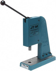 JT&M - 1" Ram, 4-3/4" Throat Depth, 2 Ton Manual Arbor Press - 5-15/16" Max Work Height x 9-1/2" Max Work Width, 5" Base Width x 13" Base Depth - Makers Industrial Supply