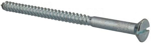 Value Collection - #14, 4" OAL, Slotted Drive, Flat Head Wood Screw - Zinc Plated Steel, Grade 2 - Makers Industrial Supply