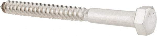 Value Collection - 5/16" Screw, 3-1/2" Length Under Head, Stainless Steel, Hex Head Lag Screw - Grade 18-8, Uncoated - Makers Industrial Supply