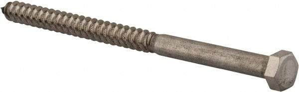 Value Collection - 3/8" Screw, 6" Length Under Head, Stainless Steel, Hex Head Lag Screw - Grade 18-8, Uncoated - Makers Industrial Supply