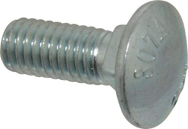 Value Collection - 3/8-16 UNC 1" Length Under Head, Standard Square Neck, Carriage Bolt - Grade 2 Steel, Zinc-Plated Finish - Makers Industrial Supply