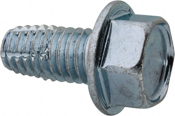 Value Collection - 3/8-16 UNC Thread, 3/4" Length Under Head, Hex Drive Steel Thread Cutting Screw - Hex Washer Head, Grade 2, Point Type F, Zinc-Plated Finish - Makers Industrial Supply