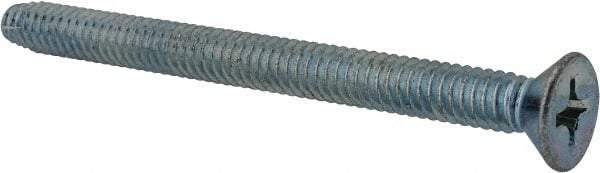 Value Collection - 1/4-20 UNC Thread, 3" OAL, Phillips Drive Steel Thread Cutting Screw - Flat Head, Grade 2, Point Type F, Zinc-Plated Finish - Makers Industrial Supply