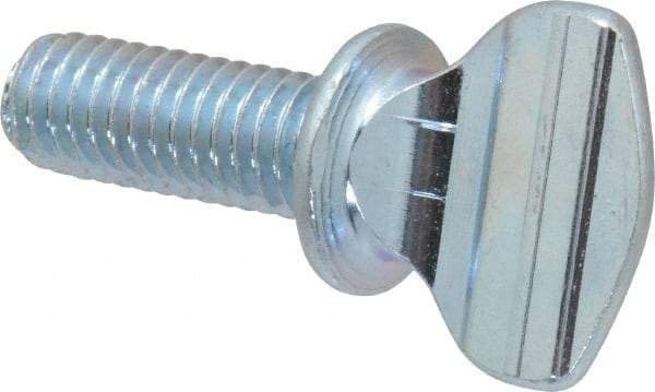 Value Collection - 3/8-16 Oval Shoulder Grade 2 Steel Thumb Screw - 1" OAL, Zinc-Plated Finish - Makers Industrial Supply