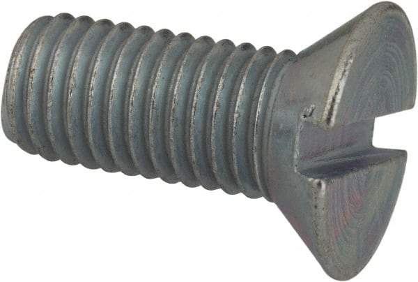 Value Collection - 1/4-28 UNF, 5/8" OAL Slotted Drive Machine Screw - Flat Head, Grade J82 Steel, Zinc-Plated Finish, Without Washer - Makers Industrial Supply