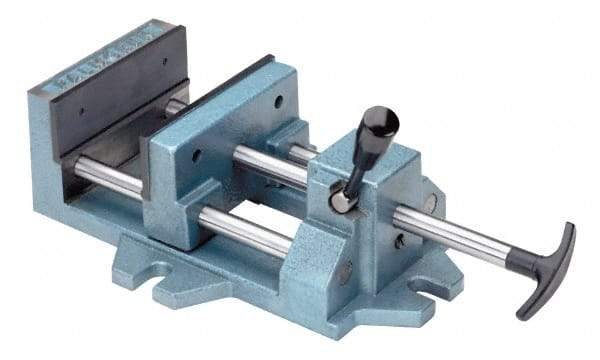 Palmgren - 8" Jaw Opening Capacity x 1-5/8" Throat Depth, Horizontal Drill Press Vise - 8" Wide Jaw, Stationary Base, Standard Speed, 19-1/2" OAL x 4-1/2" Overall Height - Makers Industrial Supply