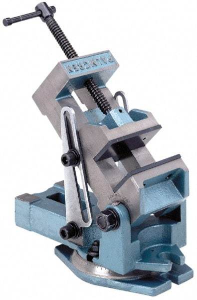 Palmgren - 4" Jaw Width, 4" Jaw Opening Capacity, Angle Swivel Machine Vise - Manual Operation, 1 Station, 12" Long x 6-1/4" High x 1-3/4" Deep - Makers Industrial Supply