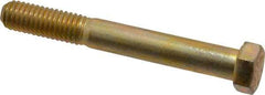 Made in USA - 7/16-14 UNC, 3-1/2" Length Under Head Hex Head Cap Screw - Partially Threaded, Grade 8 Alloy Steel, Zinc Yellow Dichromate Finish, 5/8" Hex - Makers Industrial Supply