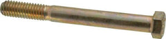 Made in USA - 7/16-14 UNC, 4" Length Under Head Hex Head Cap Screw - Partially Threaded, Grade 8 Alloy Steel, Zinc Yellow Dichromate Finish, 5/8" Hex - Makers Industrial Supply