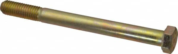 Made in USA - 1/2-13 UNC, 5-1/2" Length Under Head Hex Head Cap Screw - Partially Threaded, Grade 8 Alloy Steel, Zinc Yellow Dichromate Finish, 3/4" Hex - Makers Industrial Supply