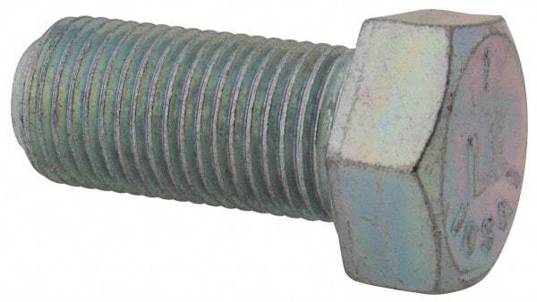 Made in USA - 9/16-18 UNF, 1-1/4" Length Under Head Hex Head Cap Screw - Fully Threaded, Grade 5 Steel, Zinc-Plated Finish, 13/16" Hex - Makers Industrial Supply