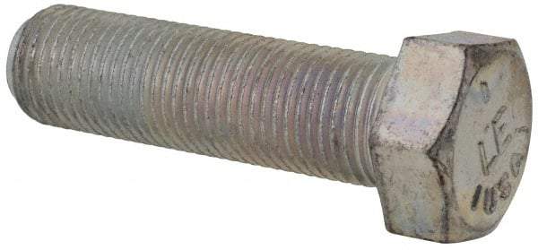 Made in USA - 9/16-18 UNF, 2" Length Under Head Hex Head Cap Screw - Fully Threaded, Grade 5 Steel, Zinc-Plated Finish, 13/16" Hex - Makers Industrial Supply