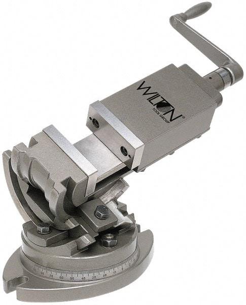 Wilton - 4" Jaw Width, 4" Jaw Opening Capacity, 3-Way Angle Swivel Machine Vise - Manual Operation, 1 Station, 19-45/64" Long x 10-13/32" High x 1-1/2" Deep, Alloy Steel - Makers Industrial Supply