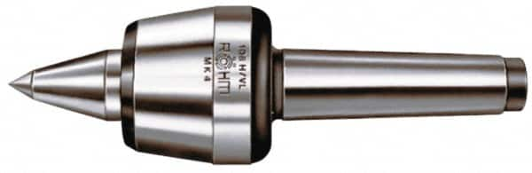 Rohm - MT6 Taper Shank, 4.134" Head Diam 5,512 Lb Capacity Live Center - 2,600 Max RPM, 3.217" Head Length, 1.9685" Point Diam, 3.071" Point Len, 5,500 Lb Max Workpc, 13.976" OAL, Long Point - Makers Industrial Supply