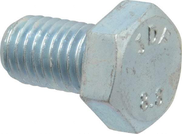 Value Collection - M12x1.75mm Metric Coarse, 20mm Length Under Head Hex Head Cap Screw - Fully Threaded, Grade 8.8 Steel, Zinc-Plated Finish, 19mm Hex - Makers Industrial Supply