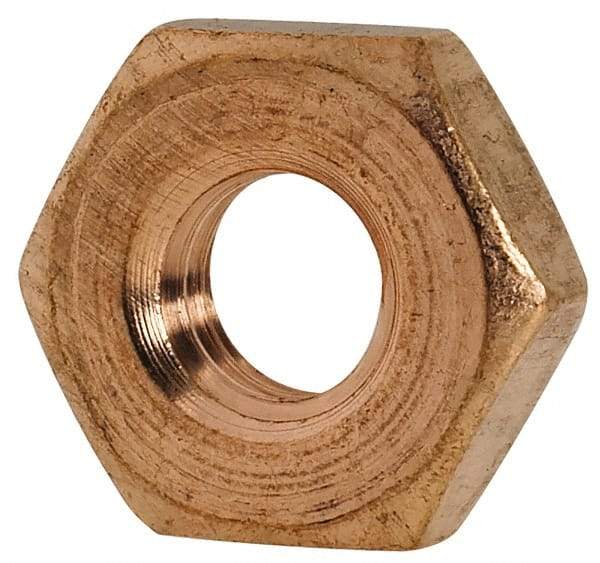 Value Collection - #10-32 UNF Silicon Bronze Right Hand Machine Screw Hex Nut - 3/8" Across Flats, 1/8" High, Uncoated - Makers Industrial Supply