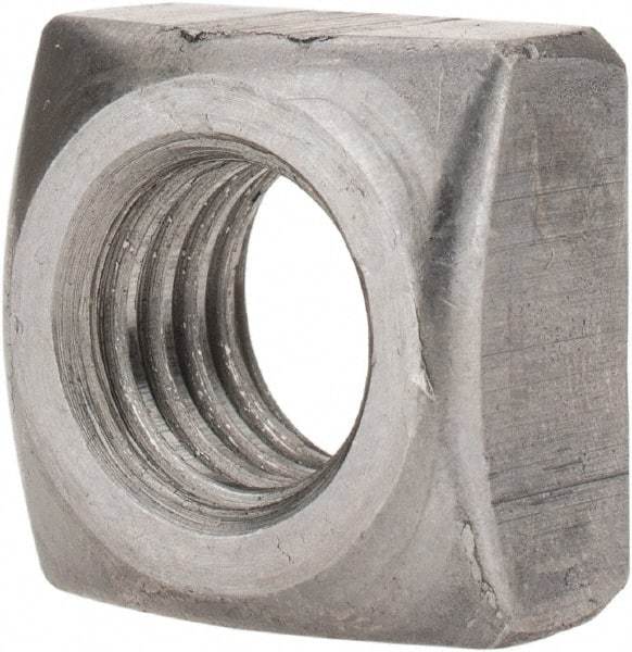 Value Collection - 1/2-13 Steel Square Nut - Uncoated, 13/16" Square Width x 7/16" Overall Height - Makers Industrial Supply