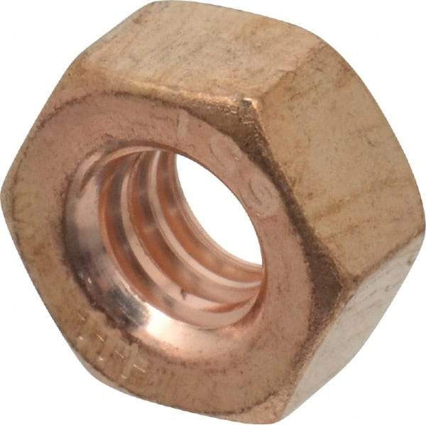 Value Collection - 1/4-20 UNC Silicon Bronze Right Hand Hex Nut - 7/16" Across Flats, 7/32" High, Uncoated - Makers Industrial Supply