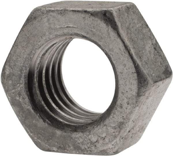 Value Collection - 7/16-14 UNC Steel Right Hand Hex Nut - 11/16" Across Flats, 3/8" High, Hot Dipped Galvanized Finish - Makers Industrial Supply