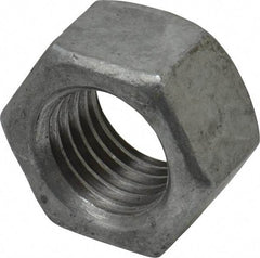 Value Collection - 1-8 UNC Steel Right Hand Hex Nut - 1-1/2" Across Flats, 55/64" High, Hot Dipped Galvanized Finish - Makers Industrial Supply