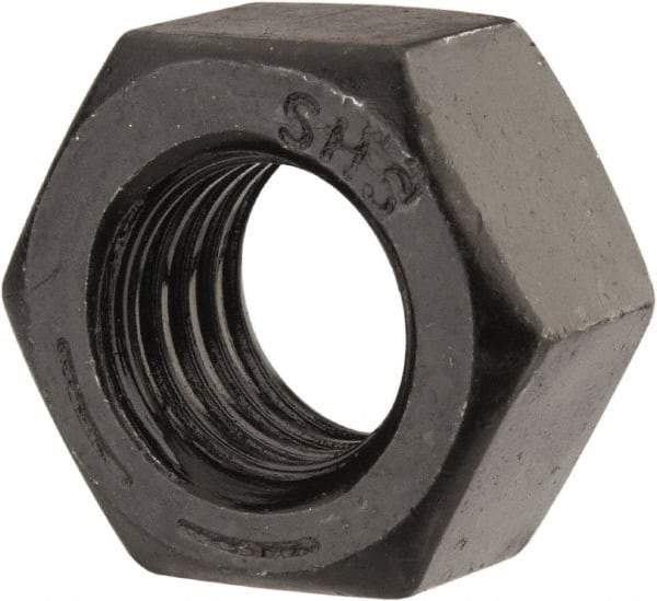 Value Collection - 9/16-12 UNC Steel Right Hand Hex Nut - 7/8" Across Flats, 31/64" High, Black Oxide Finish - Makers Industrial Supply