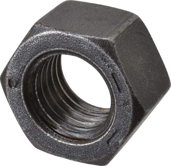 Value Collection - 1-8 UNC Steel Right Hand Hex Nut - 1-1/2" Across Flats, 55/64" High, Black Oxide Finish - Makers Industrial Supply