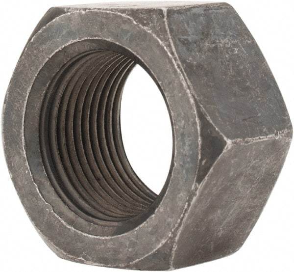 Value Collection - 1-14 UNS Steel Right Hand Hex Nut - 1-1/2" Across Flats, 55/64" High, Black Oxide Finish - Makers Industrial Supply