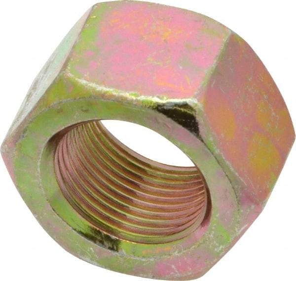 Value Collection - 1-14 UNS Steel Right Hand Hex Nut - 1-1/2" Across Flats, 55/64" High, Zinc Yellow Dichromate Finish - Makers Industrial Supply