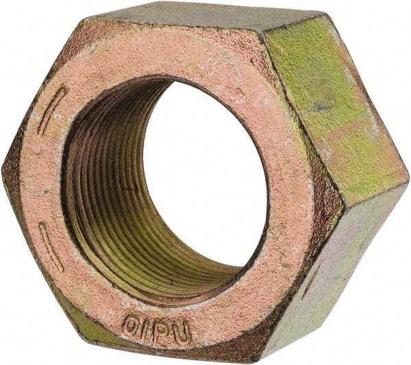 Value Collection - 1-3/8 - 12 UN Steel Right Hand Hex Nut - 2-1/16" Across Flats, 1-11/64" High, Zinc Yellow Dichromate Finish - Makers Industrial Supply