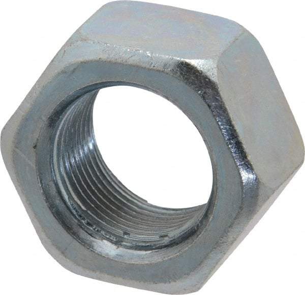 Value Collection - 1-14 UNF Steel Right Hand Hex Nut - 1-1/2" Across Flats, 0.8594" High, Zinc-Plated Finish - Makers Industrial Supply