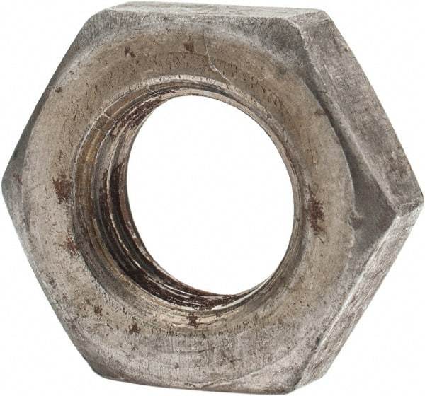 Value Collection - 7/16-14 UNC Steel Left Hand Hex Jam Nut - 11/16" Across Flats, 1/4" High, Uncoated - Makers Industrial Supply