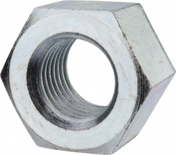 Value Collection - 1-3/4 - 5 UNC Steel Right Hand Heavy Hex Nut - 2-3/4" Across Flats, 1-23/32" High, Zinc-Plated Finish - Makers Industrial Supply