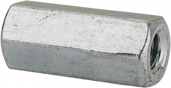 Value Collection - #10-24 UNC, 3/4" OAL Steel Standard Coupling Nut - Zinc-Plated Finish, 5/16" Width Across Flats - Makers Industrial Supply