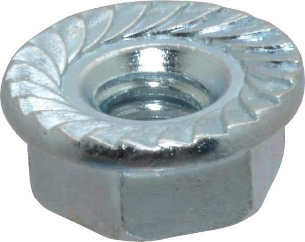 Value Collection - #10-24, 1/2" Flange Diam, Serrated Flange Nut - Grade Grade 2 Steel, Zinc-Plated Finish, 7/32" Flange Height - Makers Industrial Supply