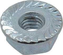 Value Collection - #10-32, 1/2" Flange Diam, Serrated Flange Nut - Grade Grade 2 Steel, Zinc-Plated Finish, 7/32" Flange Height - Makers Industrial Supply