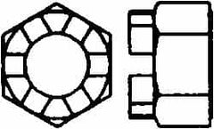 Value Collection - 3/4-16 UNF Grade 5 Steel Castle Locknut - 1-1/8" Width Across Flats, 13/16" High, Uncoated - Makers Industrial Supply