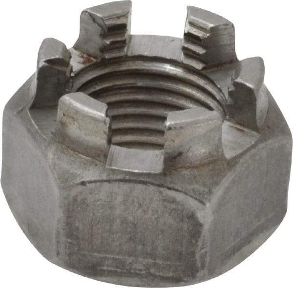 Value Collection - 1/2-20 UNF Grade 5 Steel Castle Locknut - 3/4" Width Across Flats, 9/16" High, Uncoated - Makers Industrial Supply