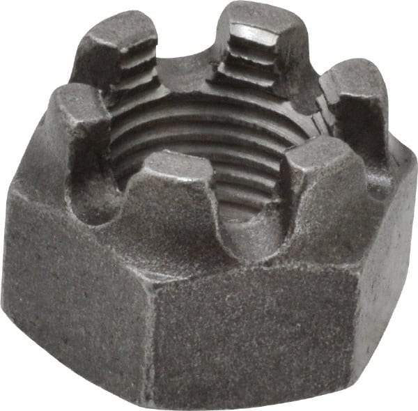 Value Collection - 9/16-18 UNF Grade 5 Steel Castle Locknut - 7/8" Width Across Flats, 39/64" High, Uncoated - Makers Industrial Supply