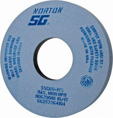 Norton - 14" Diam x 5" Hole x 1-1/2" Thick, I Hardness, 60 Grit Surface Grinding Wheel - Ceramic, Type 5, Medium Grade, 1,800 Max RPM, Vitrified Bond, One-Side Recess - Makers Industrial Supply