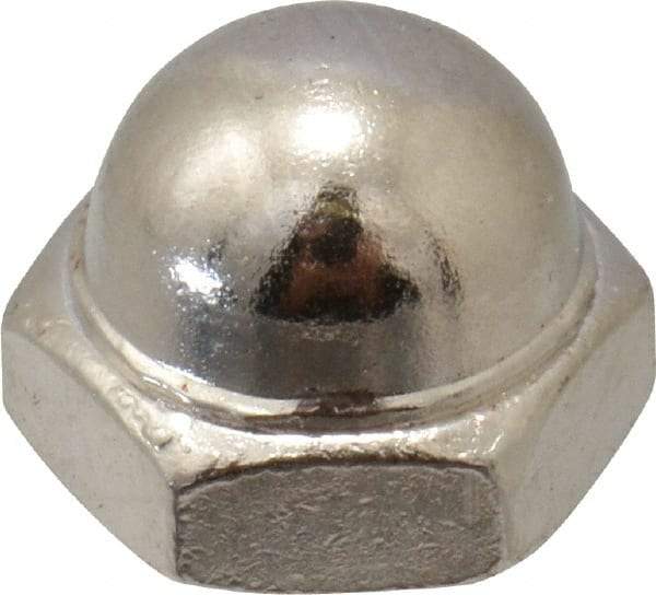 Value Collection - #8-32 UNC, 5/16" Width Across Flats, Nickel Plated, Steel Acorn Nut - 1/4" Overall Height, Grade 2 - Makers Industrial Supply