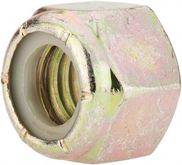 Value Collection - 1/2-13 UNC Grade 8 Hex Lock Nut with Nylon Insert - 3/4" Width Across Flats, 39/64" High, Zinc Yellow Dichromate Finish - Makers Industrial Supply