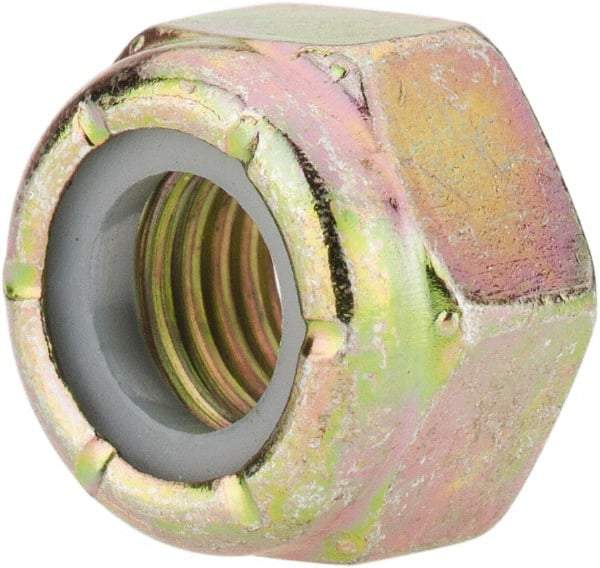 Value Collection - 5/16-24 UNF Grade 8 Hex Lock Nut with Nylon Insert - 1/2" Width Across Flats, 23/64" High, Zinc Yellow Dichromate Finish - Makers Industrial Supply