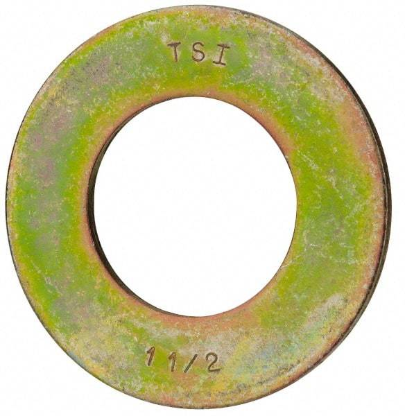 Value Collection - 1-1/2" Screw, Grade 8 Steel SAE Flat Washer - 1-9/16" ID x 3" OD, 5/32" Thick, Zinc Yellow Dichromate Finish - Makers Industrial Supply