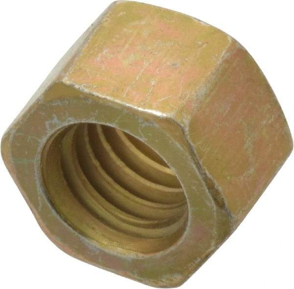 Value Collection - 3/8-16 UNC Steel Right Hand Hex Nut - 9/16" Across Flats, 21/64" High, Zinc Yellow Dichromate Cad & Waxed Finish - Makers Industrial Supply