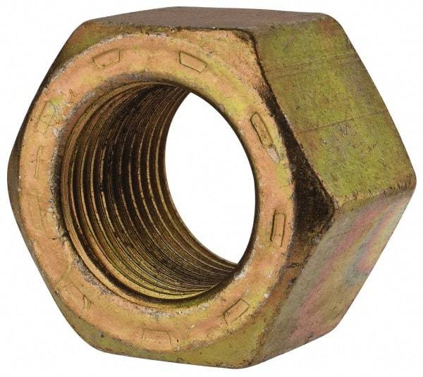 Value Collection - 7/8-14 UNF Steel Right Hand Hex Nut - 1-5/16" Across Flats, 3/4" High, Zinc Yellow Dichromate Cad & Waxed Finish - Makers Industrial Supply