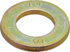 Value Collection - 3/4" Screw, Grade 9 Steel SAE Flat Washer - Zinc Yellow Dichromate Finish - Makers Industrial Supply