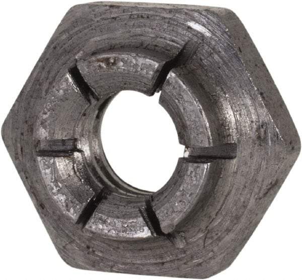 Flex-Loc - 1/4-20 UNC Grade 2 Heavy Hex Lock Nut with Expanding Flex Top - 7/32" High, Uncoated, Meets Military Specifications - Makers Industrial Supply